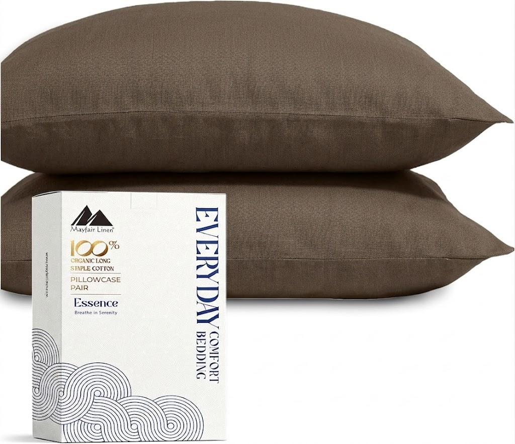 Mayfair Linen Brown Pillowcase Pair