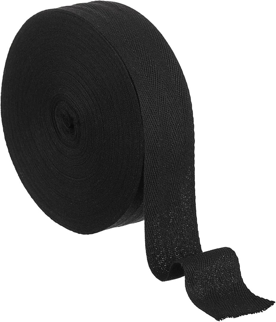uxcell 1.57 Inch Cotton Twill Tape Ribbon, 22 Yards Roll Herringbone Webbing Tape, Bias Binding Tape for Sewing DIY Crafts, Black