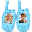 Video Walkie Talkies for Kids, 2 Pack Rechargeable HD Screen Walkies Talkies with 600 FT Outdoor Range, Voice Changer, Watch Straps & Lanyards – Camping Trips Gift for Boys Girls Ages 3-12 (Blue)