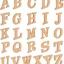 Juvale 3D Wood Letters for Canvas & Crafts - 4 in Brown Engineered Wood, 52 Pieces - Paintable Thick Wooden Block Letters for 3D Alphabet Wall Decor