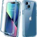 Diaclara Designed for iPhone 13 Case, Full Body Rugged with Built-in Touch Sensitive Anti-Scratch Screen Protector, Soft TPU Bumper Case for iPhone 13 6.1" (Clear Blue)