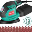HYCHIKA Detail Sander, 14,000 OPM Compact Electric Sander Tool with 12 Pcs Sandpapers,Efficiency Dust Collection System,Suitable for Tight Spaces Sanding,Polishing,Removing Paint in Home Decoration
