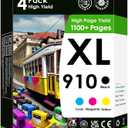 910XL Black and 910 (Cyan, Magenta, Yellow) 4 cartridges Works with Officejet Pro 8100/8600/251/276.
