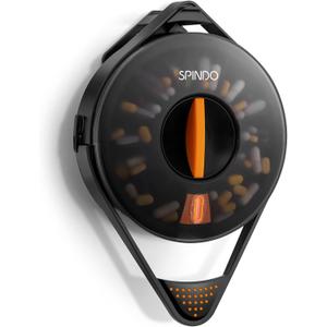 Fullicon Weekly Pill Dispenser Organizer with 14 Large Compartments and Child-Proof Lock, Spindo Medicine Dispenser-Dispense Vitamin/Tablet/Supplement for Elderly/Amnesia/Dementia (Light Black)