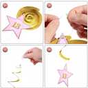 Rose Gold 13th Birthday Party Decors , Rose gold Glittery Happy 13th Birthday Banner,Poms,Sparkling Hanging Swirls Kit for 13th Birthday Party Supplies