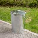 Gardenised Round Galvanized Steel, 20 Gallon Trash Can with Lid - Durable Metal Bucket for Backyard, Lawn, Garden and Yard Use - Weather-Resistant Garbage Can for Indoor and Outdoor, 17.75-inch