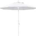 California Umbrella 9' Round Aluminum Pole Fiberglass Rib Market Umbrella, Crank Lift, Collar Tilt, White Pole, White Olefin