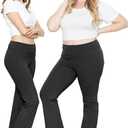 STRETCH IS COMFORT Plus Size High Waist Bootcut Yoga Pants Women|Flare Leggings for Women|Pants Pockets Capri and Full-Length (Black, XXL)