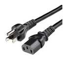 Amazon Basics PC Power Cord, 10 feet, AC Power Cord for Monitor, Computer, TV, 3 Prong, 18 AWG, 125 Volts, Black