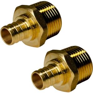 2 Pieces XFITTING 3/4" Pex X 1" Male NPT Adapter - Brass Crimp Fitting for Pex B Tubing - Full Port, Male, 2 Packs
