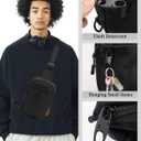 Peicees Small Anti Theft Sling Bag with Zipper Clip for Men Women, Waterproof Mini Crossbody Chest Bag for Travel Work Sport