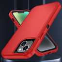 SunStory Compatible with iPhone 14 Plus Case with HD Screen Protector, 3-Layer Heavy Duty Full-Body Cover,3 in 1 Hybrid Protective Case for iPhone 14 Plus 6.7",Red