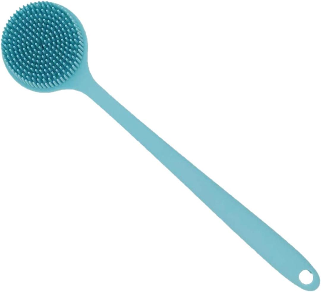 Silicone Body Scrubber, Long Handle Back Scrubber for Shower, Silicone Body Brush Shower Scrubber for Body, Shower Srush Back Brush Body Exfoliator (Blue)
