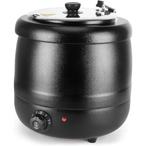 10.5QT Soup Warmers Commercial Soup Kettle with Stainless Steel Hinged Lid and Detachable Insert Pot, Electric Soup Pot for Restaurants and Party, Home, Catering (Black)