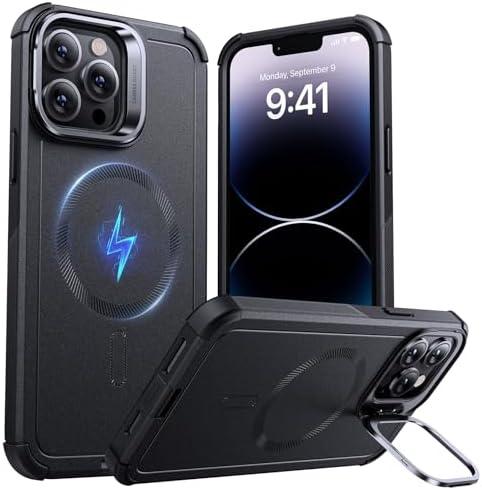 ESR for iPhone 14 Pro Max Case with Stand, 23 ft Military-Grade Drop Protection Heavy Duty Magnetic Phone Case, Compatible with MagSafe Accessories, Cyber Series, Black