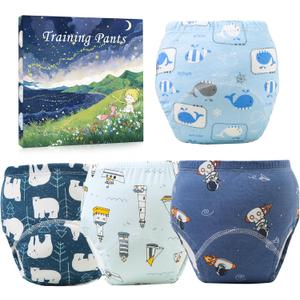 Upairy Potty Training Pants Cotton Absorbent Training Underwear for Toddler Boy and Girls 2T-5T,Soft Absorbent & Leak-Proof with Characters(4PCS,L)