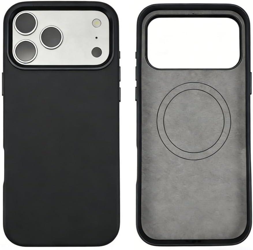 Leather Phone Case for iPhone 17 Pro Max,Magnetic Attraction,Camera Protection,Slim Wireless Charging Phone Case 6.9inch (Black)