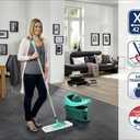 Leifheit Floor Cleaning Profi XL Mop and Bucket Set 42 cm Microfibre Mop for Large Floors with 360 Joint, Foot-Pedal Wringing System, Heavy Duty 8 L Bucket, Easy Moist or Wet Cleaning, Turquoise | Bucket wringer on wheels, foot wringing system, 2 Micro Duo covers washable at 140C, 360, cleaning set for all floors