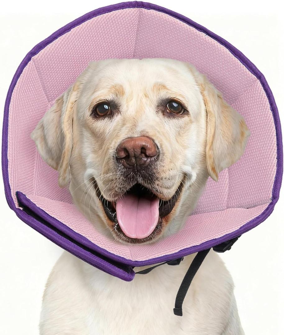 Dog Cone Collar L, Soft Cones for  Dogs,Adjustable Dog Cone Alternative to Stop Licking, Comfy Elizabethan Collar for After Surgery Wound Healing & Hot Spots Purple