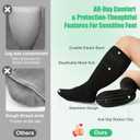 Facool 2 Pairs Merino Wool Diabetic Socks for Men & Women, Extra Wide Non-Binding Top & Non-Slip Grippers, Loose Fit Slipper Socks for Swollen Feet, Edema, Neuropathy & Bariatric, Black X-Large