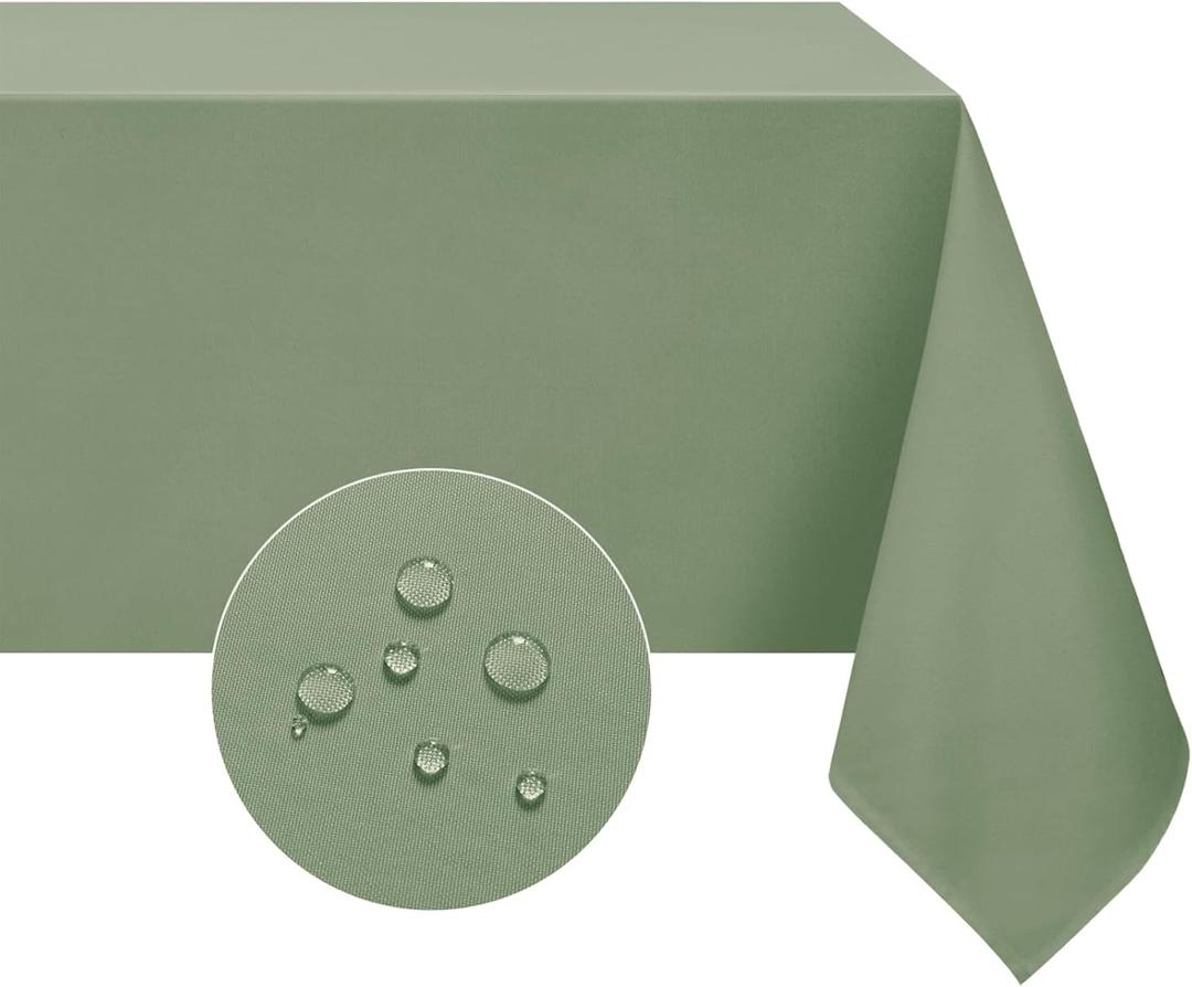 Softalker Rectangle Tablecloth Spring, Waterproof & Stain Resistant Table Cloths Wrinkle Free Fabric Washable 210GSM Polyester Table Cover for Spring/Party/Outdoor - 52 x 70 inch, Sage Green