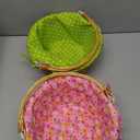 JOYIN 2 Pcs Easter Rattan Wicker Basket with Liner, Fruit Storage Serving Willow Woven Baskets with Handles, Empty Gift Basket for Kids Easter Egg Hunt & Picnic