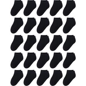 Cooraby 25 Pairs Kids' Socks Low Cut Socks Half Cushion Sport Ankle Athletic Socks for Boys Girls