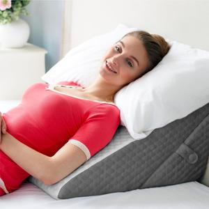 Adjustable Bed Wedge Pillow for Sleeping - Wedge Pillow for Sleep Apnea, Gerd, Acid Reflux Relief, Post Surgery - Foam Wedge Pillow for Back Pain Relief, Sleep Apnea Pillow Wedge or for Seniors (Large, White/Grey)