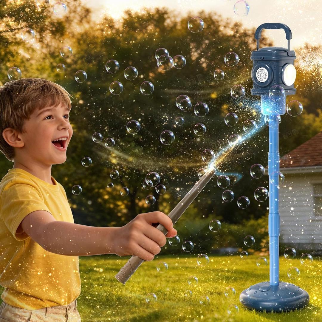 Automatic Bubble Machine for Kids & Toddlers 1-3, Remote Control LED Street lamp Bubble Toy for Indoor House Outdoor Play, Summer Water Toys for Toddler Baby Boy Girl Birthday Party Gifts