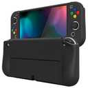 PlayVital ZealProtect Soft Protective Case for Nintendo Switch OLED, Flexible Protector Joycon Grip Cover for Nintendo Switch OLED with Thumb Grip Caps & ABXY Direction Button Caps - Black