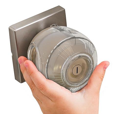 Child Safety Door Knob Cover (4 Pack) HardtoRemove DualLock Door Handle Covers for Kids  Reusable Baby Proof Door Knob Locks  Installs Easily, No Tools Needed (Transparent)