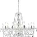 Large Crystal Chandelier, Modern Chrome Crystal Chandeliers for Dining Room Light Fixture, 10-Lights Large Pendant Light Fixtures Luxury Chandelier for Living Room Bedroom Foyer Entryway D26.8'' (30.3" High 26.8" Wide)