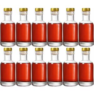 Clear Glass Bottles 3 oz - 100ml [Pack of 12] for Wine Beverages Drinks Oil Vinegar Kombucha Beer Water Soda with Cork Stopper Airtight Lid