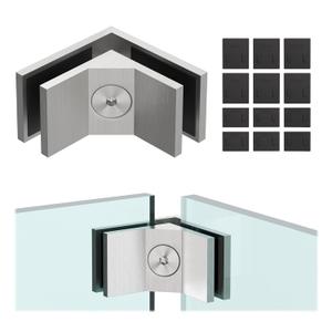LukLoy Railing Glass to Glass Clamp, Brushed Stainless Steel 304 Bracket for Balustrade Railing Pool Fence (1, 90 Degree)