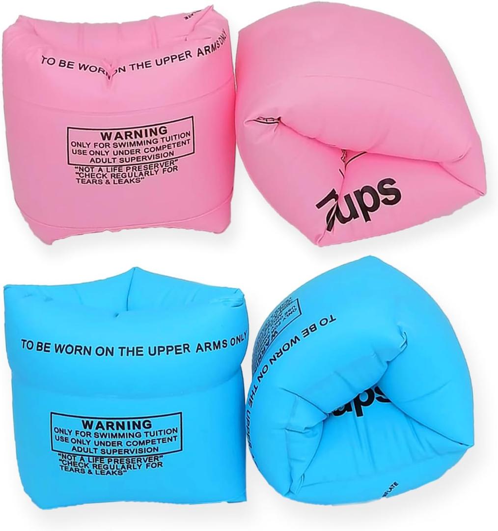 2 Pack Arm Floaties for Kids and Adults- Inflatable Floaties for Kids 6-12yrs, Blow up Water Wings for Toddlers, Swimming Arm Pool Floats for Children and Adults 30-150LBS(Blue and Pink)