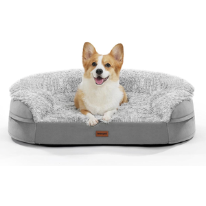 3.7 inch Thickened Orthopedic Dog Beds for Medium Dogs, Supportive Dog Sofa Bed with 28D Egg-Crate Foam, Removable Washable Plush Cover, Waterproof Lining, Half-Round Design for Puppy,Senior Dog