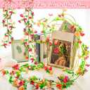 2 Pack Spring Flower Garland, 13.6 Ft Silky Artificial Pink Garland with Pink Daisy and Vine, Floral Garlands Decoration for Room Wall, Flower Themed Party, Wedding Supplies