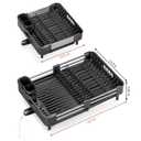 TOOLF Dish Drying Rack, Expandable Dish Rack for Kitchen Counter, Anti-Rust Dish Drainer, Sink Organization and Storage Essentials with Cutlery & Cup Holder, Black
