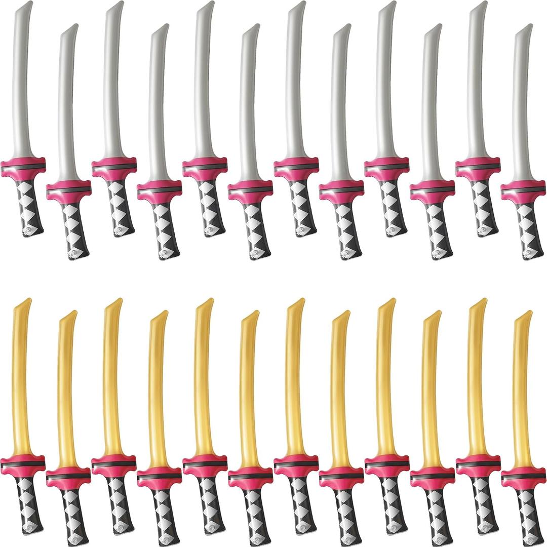 24 Pack Inflatable Ninja Swords Inflatable Sword Samurai Katana Blow Up Swords for Girls Boys Birthday Theme Ninja Party Favors