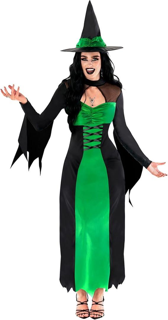 Morph Witch Costume Women, Wicked Costumes For Women, Halloween Costumes For Womens Adult (X-Large, Green)