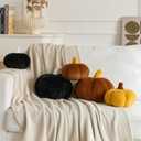 Pumpkin Pillows, Halloween Fall Throw Pillow, Pumpkin Shaped Pillow for Couch, Cute Stuffed Pumpkins, Autumn Decorative Cushion (Yellow, 8.6 Inches)