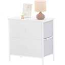 BOLUO White Nightstand with Drawer Dresser for Bedroom Nightstands,Night Stand and Dressers Sets End Table with 2 Fabric Drawers Organizer Modern, Size: 16*12*4 inch, Weight: 8.5 lbs