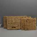 StorageWorks Wicker Basket, Baskets for Organizing, Storage Basket with Built-in Handles, Water Hyacinth Shelves (Medium 2-Pack, Natural Hyacinth) (13"D x 8"W x 7"H)