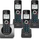 AT&T GL2101-4 DECT 6.0 4-Handset Cordless Home Phone with Call Block, Caller ID, Full-Duplex Handset Speakerphone, 2" White Backlit Display, Lighted Keypad (Graphite & Black)