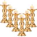 Yaomiao 6 Pieces Wedding Gold Pillar Candle Holders Metal Candlestick Holder Tall Stands for Pillar Candles Gold Candlesticks for Table Weddings Special Events Parties Living Room
