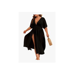 IN'VOLAND Women Plus Size Swimsuit Cover Up Bikini Bathing Suit Sexy Deep V Neck Swim Beach Dresses Summer Beachwear 20w
