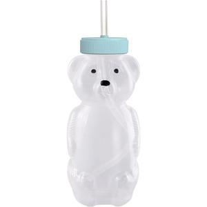 Honey Bear Straw Cups for Babies 4  pack, 8oz straw bear cup with improved safety lid design, honeybear baby cup straw, Leak-Proof & Food-Grade & BPA Free (AQUA)