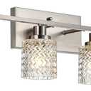 MELUCEE 6 Lights Bathroom Lighting Fixtures Over Mirror Brushed Nickel with Hammered Glass Shade, Vanity Light Indoor Wall Mounted Lamp for Bathroom Bedroom Kitchen