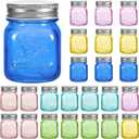 Amzcku Mini Colored Mason Jars 5 oz with Metal Lids - Glass jar for Jam, Honey, Candle, Canning, Wedding Favors, Shower Favors, Food Storage, Jelly, DIY Spice Jars, 24 Pack