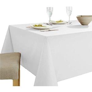 Wenlian Tablecloth in White,Table Cover, 100% Cotton, Machine Washable, 55 x 98 inch